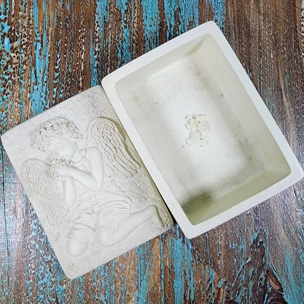 Vintage Angel Trinket Box Resin Keepsake Romantic Cottagecore Grannycore Decor